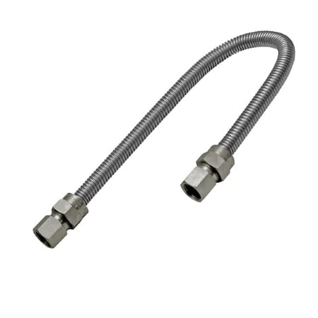 Flextron Gas Line Hose 3/8'' O.D. x 36'' Length with 1/2" FIP Fittings, Stainless Steel Flexible Connector FTGC-SS14-36B